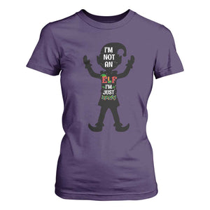 Funny Christmas Matching Family T Shirt For Women I Am Not An Elf Im Just Short TS14 Purple Print Your Wear