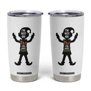 Funny Christmas Matching Family Tumbler Cup I Am Not An Elf Im Just Short TS14 White Print Your Wear