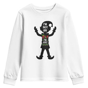 Funny Christmas Matching Family Youth Sweatshirt I Am Not An Elf Im Just Short TS14 White Print Your Wear