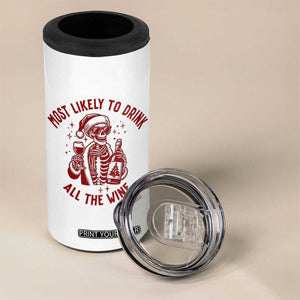 Funny Skeleton Christmas 4 in 1 Can Cooler Tumbler Most Likely To Drink All The Wine TS14 Print Your Wear