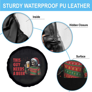 Funny Skeleton Beer Christmas Spare Tire Cover This Guy Needs A Beer TS14 Print Your Wear