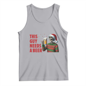 Funny Skeleton Beer Christmas Tank Top This Guy Needs A Beer TS14 Athletic Heather Print Your Wear