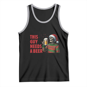Funny Skeleton Beer Christmas Tank Top This Guy Needs A Beer TS14 Black Athletic Heather Print Your Wear