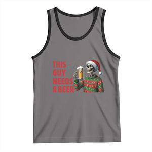 Funny Skeleton Beer Christmas Tank Top This Guy Needs A Beer TS14 Deep Heather Black Print Your Wear