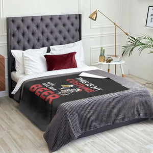 Funny Skeleton Beer Christmas Throw Blanket This Is My Costume Now Give Me A Beer TS14 Print Your Wear