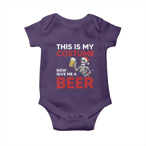 Funny Skeleton Beer Christmas Baby Onesie This Is My Costume Now Give Me A Beer TS14 Purple Print Your Wear