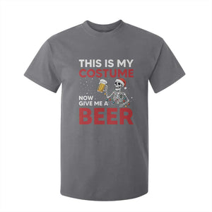 Funny Skeleton Beer Christmas T Shirt For Kid This Is My Costume Now Give Me A Beer TS14 Charcoal Print Your Wear