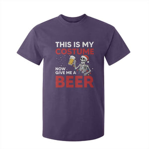 Funny Skeleton Beer Christmas T Shirt For Kid This Is My Costume Now Give Me A Beer TS14 Purple Print Your Wear