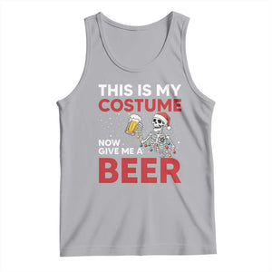 Funny Skeleton Beer Christmas Tank Top This Is My Costume Now Give Me A Beer TS14 Athletic Heather Print Your Wear