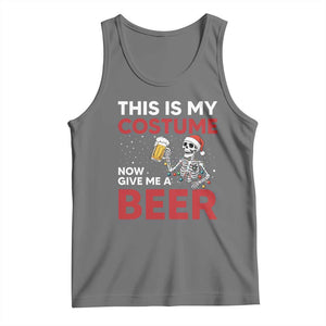 Funny Skeleton Beer Christmas Tank Top This Is My Costume Now Give Me A Beer TS14 Black Heather Print Your Wear