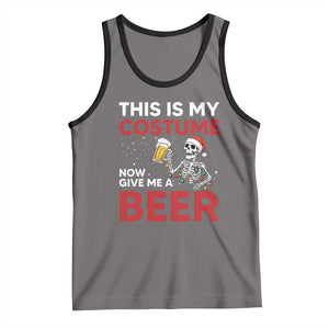 Funny Skeleton Beer Christmas Tank Top This Is My Costume Now Give Me A Beer TS14 Deep Heather Black Print Your Wear