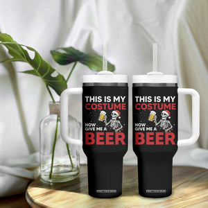 Funny Skeleton Beer Christmas Tumbler With Handle This Is My Costume Now Give Me A Beer TS14 Print Your Wear