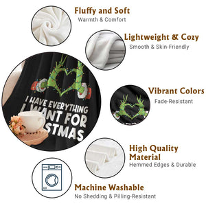Funny Elf Hand Christmas Throw Blanket I Have Everything I Want For Christmas TS14 Print Your Wear