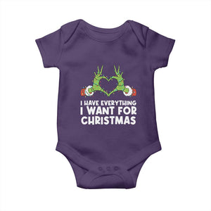 Funny Elf Hand Christmas Baby Onesie I Have Everything I Want For Christmas TS14 Purple Print Your Wear