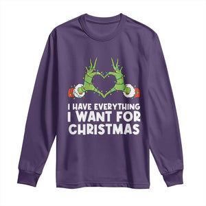 Funny Elf Hand Christmas Long Sleeve Shirt I Have Everything I Want For Christmas TS14 Purple Print Your Wear