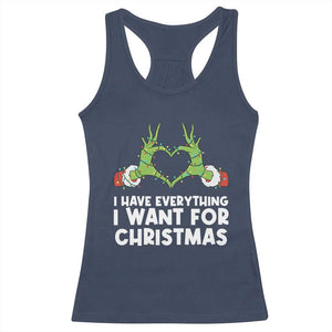 Funny Elf Hand Christmas Racerback Tank Top I Have Everything I Want For Christmas TS14 Navy Print Your Wear