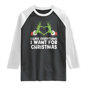 Funny Elf Hand Christmas Raglan Shirt I Have Everything I Want For Christmas TS14 Black White Print Your Wear