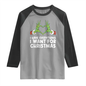 Funny Elf Hand Christmas Raglan Shirt I Have Everything I Want For Christmas TS14 Sport Gray Black Print Your Wear