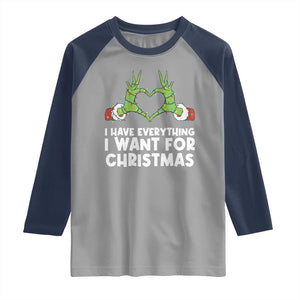 Funny Elf Hand Christmas Raglan Shirt I Have Everything I Want For Christmas TS14 Sport Gray Navy Print Your Wear