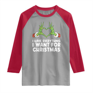Funny Elf Hand Christmas Raglan Shirt I Have Everything I Want For Christmas TS14 Sport Gray Red Print Your Wear