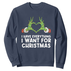 Funny Elf Hand Christmas Sweatshirt I Have Everything I Want For Christmas TS14 Navy Print Your Wear
