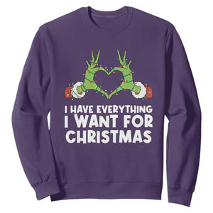 Funny Elf Hand Christmas Sweatshirt I Have Everything I Want For Christmas TS14 Purple Print Your Wear