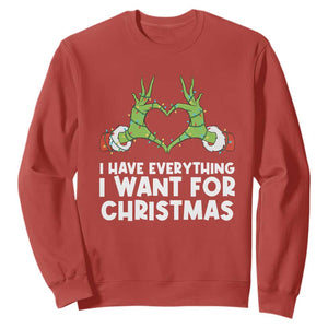 Funny Elf Hand Christmas Sweatshirt I Have Everything I Want For Christmas TS14 Red Print Your Wear