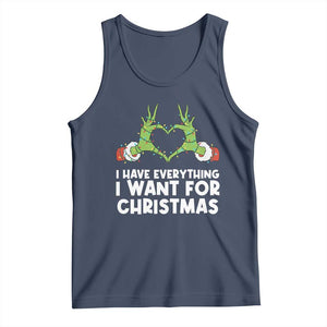 Funny Elf Hand Christmas Tank Top I Have Everything I Want For Christmas TS14 Navy Print Your Wear