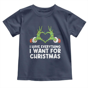 Funny Elf Hand Christmas Toddler T Shirt I Have Everything I Want For Christmas TS14 Navy Print Your Wear