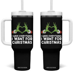 Funny Elf Hand Christmas Tumbler With Handle I Have Everything I Want For Christmas TS14 One Size: 40 oz Black Print Your Wear