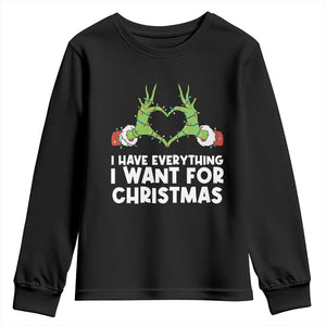Funny Elf Hand Christmas Youth Sweatshirt I Have Everything I Want For Christmas TS14 Black Print Your Wear
