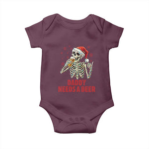 Funny Skeleton Beer Christmas Baby Onesie Daddy Needs A Beer TS14 Maroon Print Your Wear
