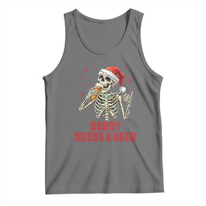 Funny Skeleton Beer Christmas Tank Top Daddy Needs A Beer TS14 Black Heather Print Your Wear