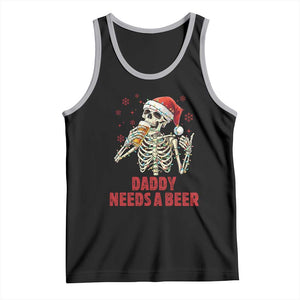 Funny Skeleton Beer Christmas Tank Top Daddy Needs A Beer TS14 Black Athletic Heather Print Your Wear