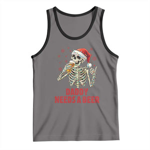 Funny Skeleton Beer Christmas Tank Top Daddy Needs A Beer TS14 Deep Heather Black Print Your Wear
