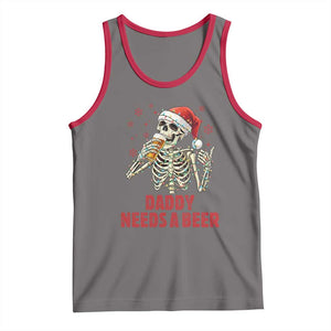 Funny Skeleton Beer Christmas Tank Top Daddy Needs A Beer TS14 Deep Heather Red Print Your Wear