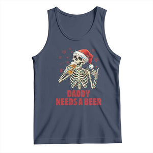 Funny Skeleton Beer Christmas Tank Top Daddy Needs A Beer TS14 Navy Print Your Wear