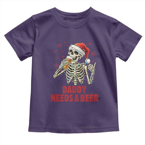 Funny Skeleton Beer Christmas Toddler T Shirt Daddy Needs A Beer TS14 Purple Print Your Wear