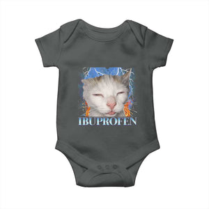 Funny Cat Meme Baby Onesie Ibuprofen Silly Kitten TS14 Dark Heather Print Your Wear