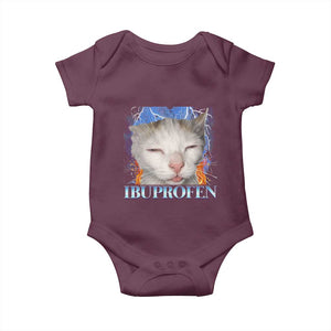 Funny Cat Meme Baby Onesie Ibuprofen Silly Kitten TS14 Maroon Print Your Wear