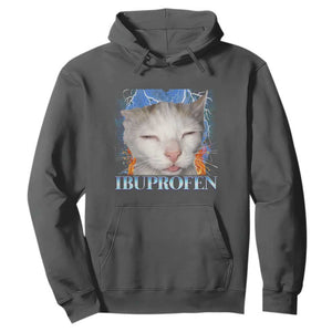 Funny Cat Meme Hoodie Ibuprofen Silly Kitten TS14 Dark Heather Print Your Wear