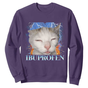 Funny Cat Meme Sweatshirt Ibuprofen Silly Kitten TS14 Purple Print Your Wear