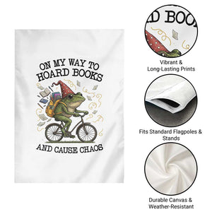 Funny Frog Meme Garden Flag On My Way to Hoard Books and Cause Chaos TS14 Print Your Wear