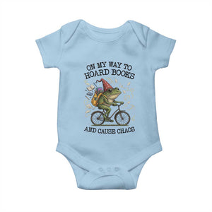 Funny Frog Meme Baby Onesie On My Way to Hoard Books and Cause Chaos TS14 Light Blue Print Your Wear