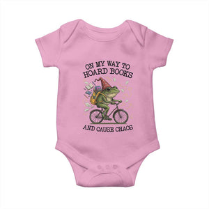 Funny Frog Meme Baby Onesie On My Way to Hoard Books and Cause Chaos TS14 Light Pink Print Your Wear