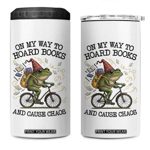 Funny Frog Meme 4 in 1 Can Cooler Tumbler On My Way to Hoard Books and Cause Chaos TS14 One Size: 16 oz White Print Your Wear