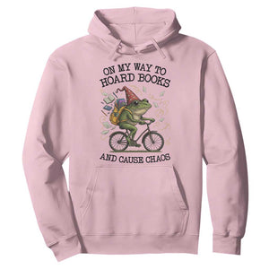 Funny Frog Meme Hoodie On My Way to Hoard Books and Cause Chaos TS14 Light Pink Print Your Wear