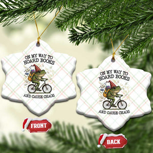 Funny Frog Meme Ceramic Ornament On My Way to Hoard Books and Cause Chaos TS14 Print Your Wear