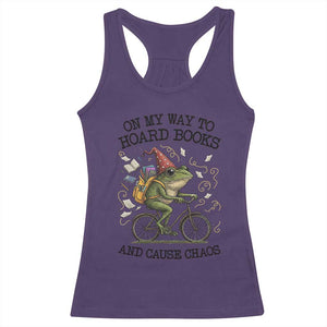 Funny Frog Meme Racerback Tank Top On My Way to Hoard Books and Cause Chaos TS14 Purple Print Your Wear