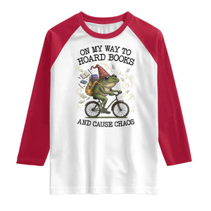 Funny Frog Meme Raglan Shirt On My Way to Hoard Books and Cause Chaos TS14 White Red Print Your Wear